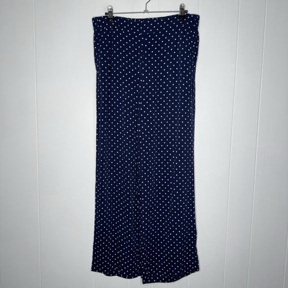 Talbots Women’s Polkadot Wide Leg Pull On Pants Navy Blue Size Large - Picture 1 of 5